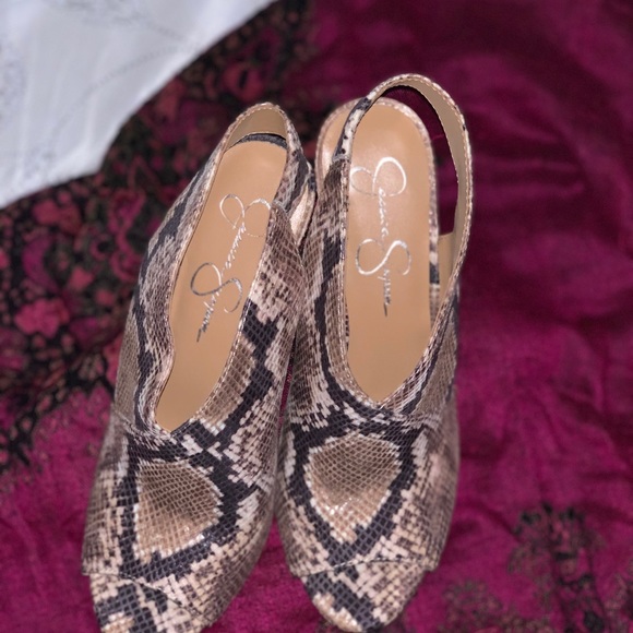 Jessica Simpson Snakeskin Slingback Booties - Picture 3 of 8